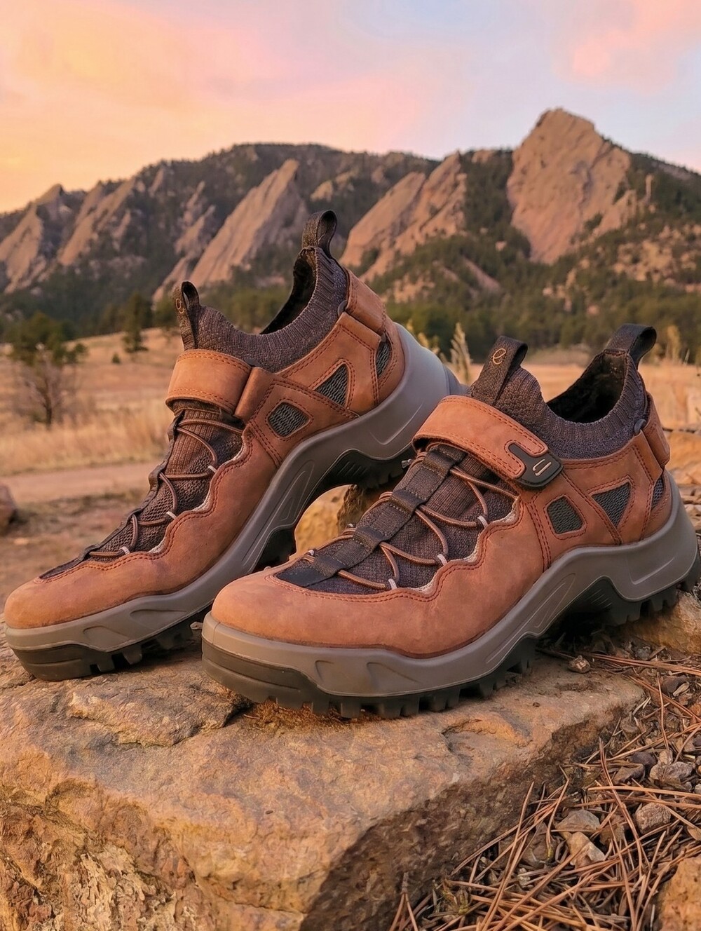 Ecco Mens Offroad Explorer Nubuck Hiking Shoes Size13-13.5 Cocoa Brown Leather